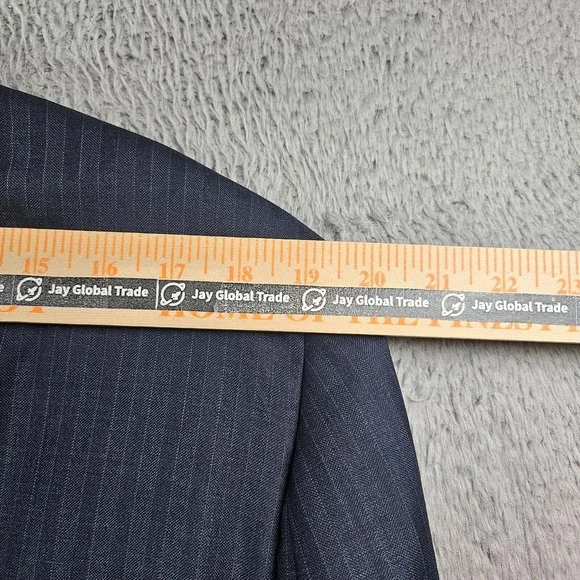 Charles Tyrwhitt 44R Slim‎ Fit Wool Suit Blazer Men Super 100's Navy Pinstriped